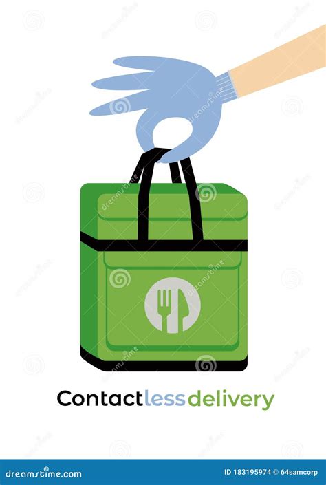 Contactless Food Delivery Service Flat Vector Icon Stock Vector - Illustration of delivery, icon ...
