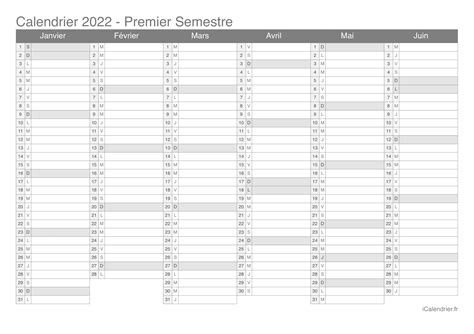 Calendrier 2022 à imprimer PDF et Excel - iCalendrier