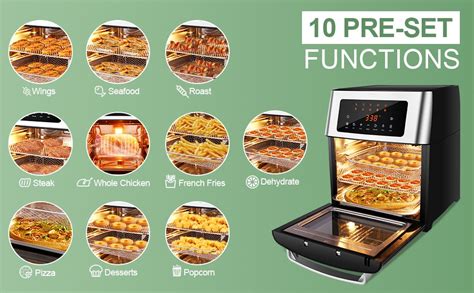 Air Fryer Toaster Oven Combo 16 Quart, 1500W Countertop Convection Roa ...