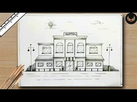 hotel drawing || how to draw a hotel easy || pencil arts || hotel ...