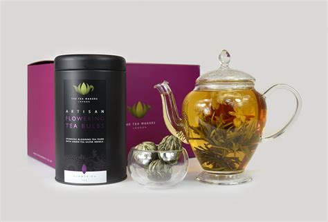 Flowering Tea Gift Set - 450ml Glass Teapot with Flowering Tea Gift Caddy with 10 Bulbs: Amazon ...