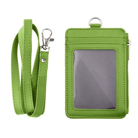 GOGO Professional ID Badge Holder with Zip, 2-Sided Vertical Style PU ...