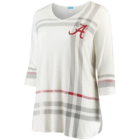 Women's Cream Alabama Crimson Tide Plus Size Plaid 3/4-Sleeve T-Shirt ...