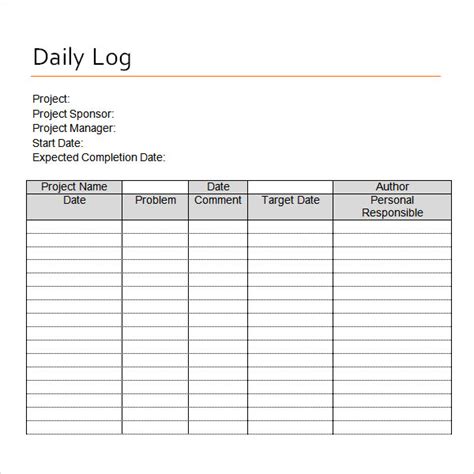 FREE 15+ Sample Daily Log Templates in PDF | MS Word