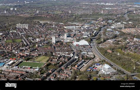 aerial view of Hyde, a town in Greater Manchester, UK Stock Photo - Alamy