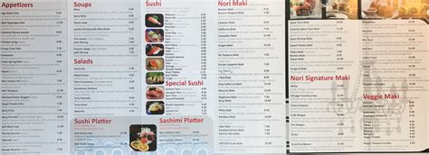 Nori Sushi Menu Chicago (Scanned Menu With Prices)