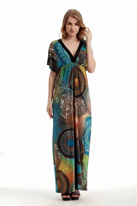 Printed Long Dress Bali Summer Maxi Boho Dresses-in Dresses from Women ...