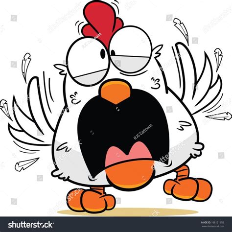 Cartoon White Chicken Frantic Panic Feathers Stock Vector (Royalty Free ...