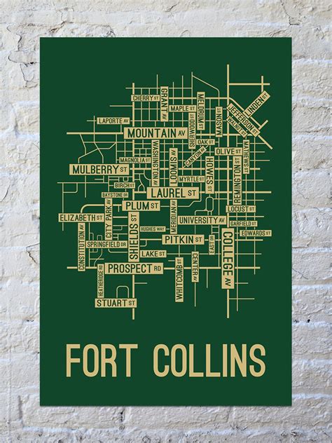 Fort Collins, Colorado Street Map Screen Print College Town Map - Etsy