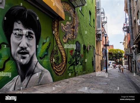 A mural of Bruce Lee in the Chinatown area of San Francisco, California ...