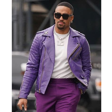 Motorcycle Padded Jalen Hurts Purple Leather Jacket - Jackets Masters