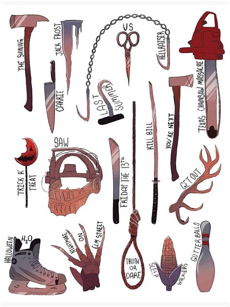 "Horror Movie Weapons and Tools " Art Print by notnotsharkboy | Redbubble