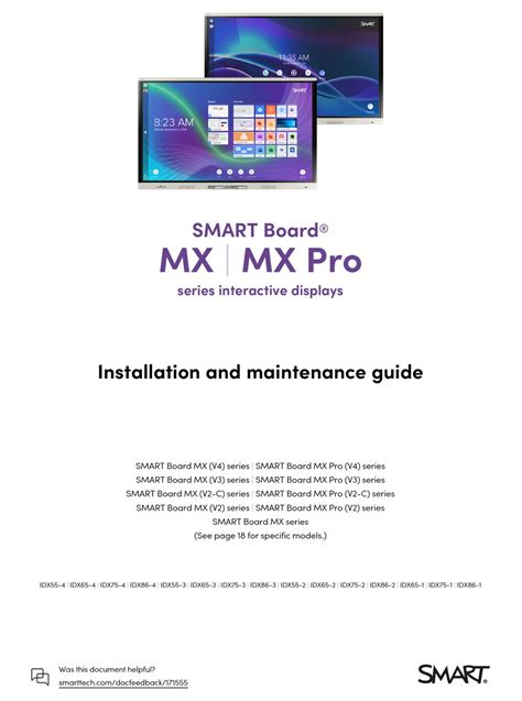 SMART TECHNOLOGIES SMART BOARD MX PRO SERIES INSTALLATION AND MAINTENANCE MANUAL Pdf Download ...