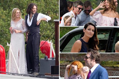 Russell Brand, 42, ties the knot with Laura Gallacher, 30, before shipping guests including ...