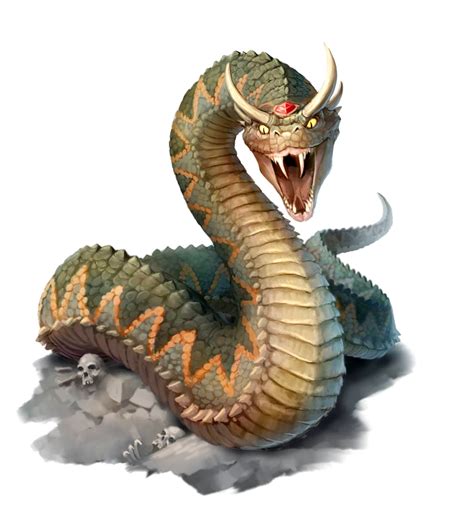 Horned Serpent Snake Large Monster - Pathfinder 2E PFRPG DND D&D 3.5 5E d20 fantasy | Arte de ...