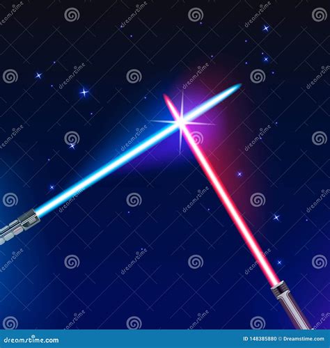 Two Light Swords Crossed in Fight. Stock Vector - Illustration of fantasy, blue: 148385880