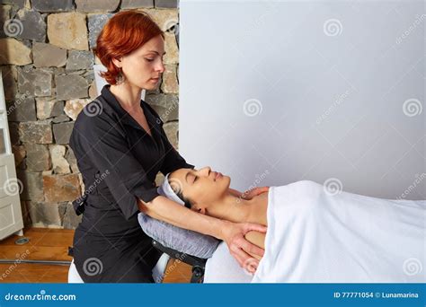 Shoulders Neck Massage Physiotherapist Woman Stock Photo - Image of ...