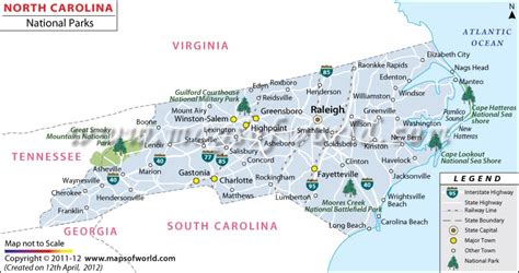 North Carolina National Parks Map | National Parks in North Carolina