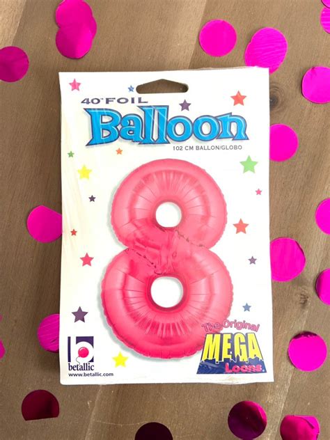 Hot Pink Number 8 Balloon | Eighth Birthday Party Decor | 40 Mylar Number Balloons | Large Foil ...