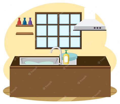 Premium Vector | Kitchen sink scene vector