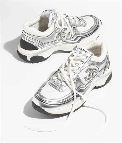 Fabric & laminated - White & Silver, Sneakers — Fashion | CHANEL | Fashion shoes sneakers ...