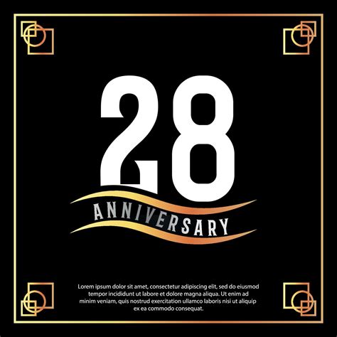 28 year anniversary logo design white golden abstract on black ...