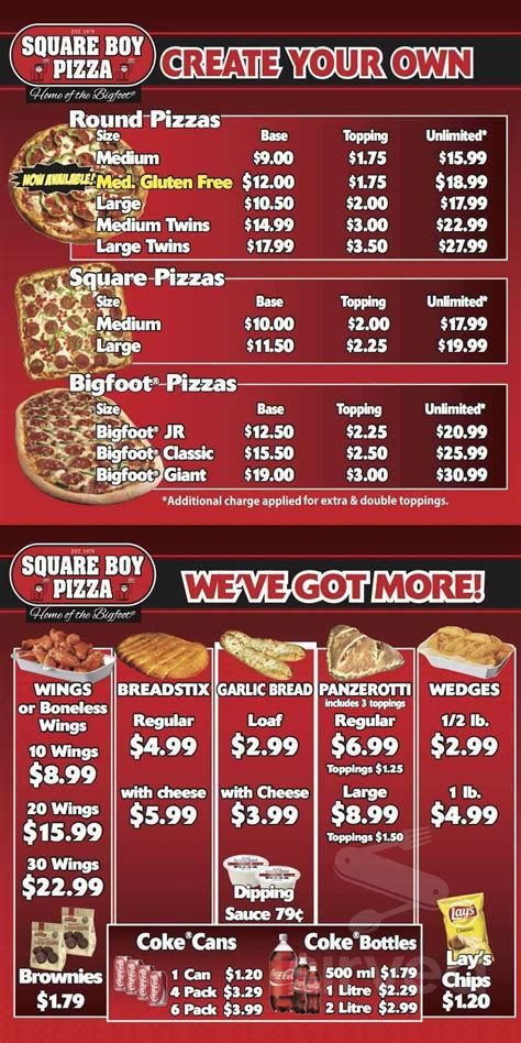 Menu for Square Boy Pizza - Oshawa, ON | Sirved