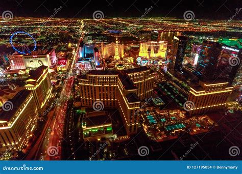 Las Vegas skyline night editorial stock image. Image of scene - 127195054