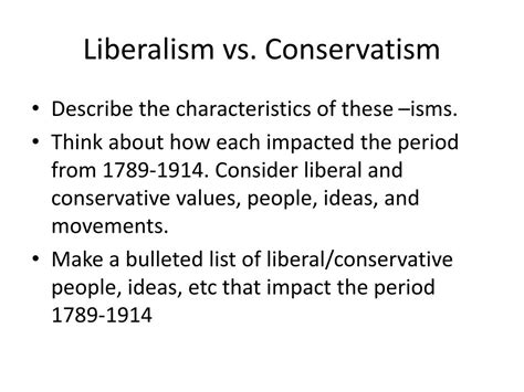 PPT - Liberalism vs. Conservatism 19 th Century PowerPoint Presentation ...