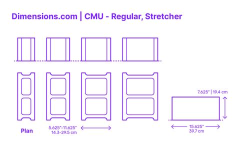 CMU - Regular, Bond Beam Dimensions & Drawings | Dimensions.com