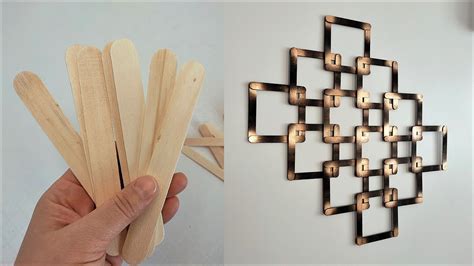 DIY - EASY POPSICLE STICK WALL DECOR - YouTube