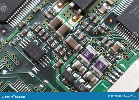 Circuit Board With Resistors And Microprocessors Stock Images - Image: 12759344