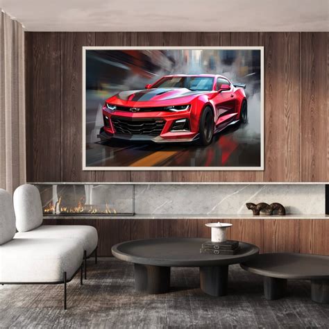 Chevy Camaro Wall Art Decor American Muscle Car Wall Art Poster Sports Car Design Classic Car ...