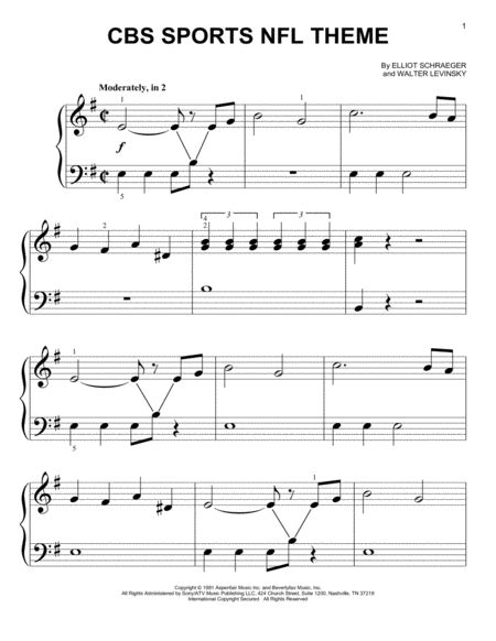 CBS Sports NFL Theme By - Digital Sheet Music For Big Note Piano - Download & Print HX.446470 ...