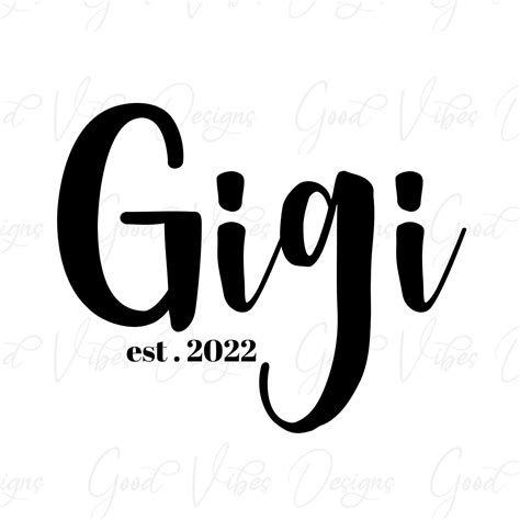 the logo for gigi est 2022 is shown in black on a white background