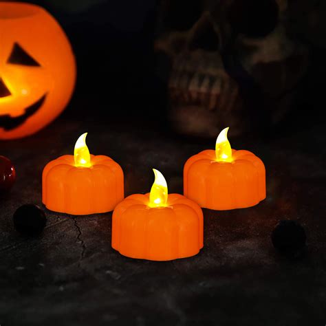 LED Pumpkin Flameless Tealight Candle (12-Piece Set) - Season Import | Wholesale Christmas Products