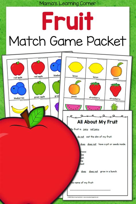 Free Printable Match Game Packet – Fruit Themed - Mamas Learning Corner