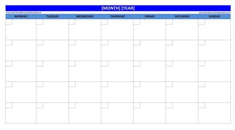 Large Blank Monthly Calendar Template | Blank monthly calendar template, Weekly calendar ...