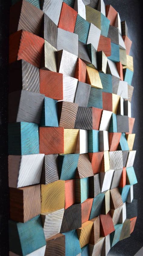 Geometrische houten kunst, Wood Art, 3D Wall Art, Abstract schilderen op hout, muur installatie ...