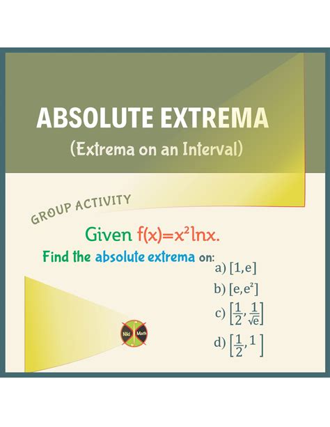 Finding Absolute Extrema - Group Activity/Independent Practice ...