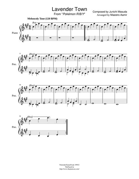 Lavender Town from Pokemon RBY - Major Key Sheet music for Piano (Solo) | Musescore.com