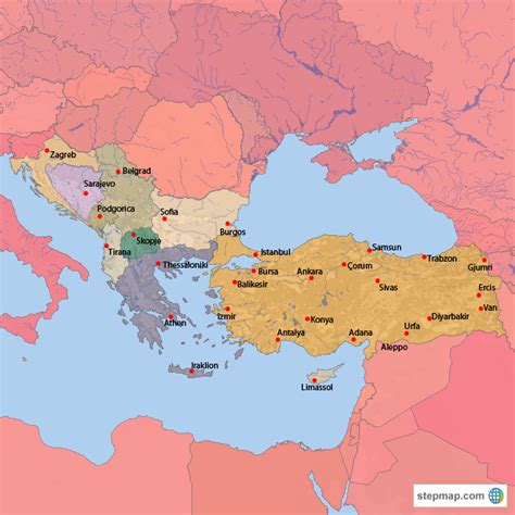 StepMap - Balcani - Landkarte für Europe