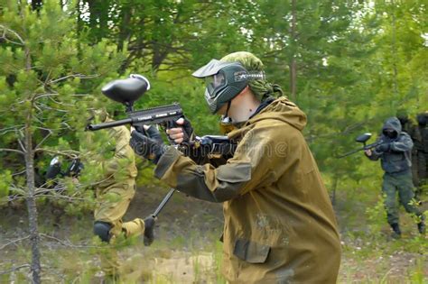 Open-air Paintball Tournament at the End of Summer in Nature, Pe ...