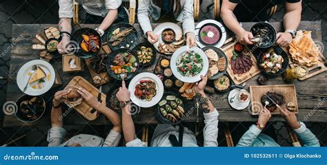 Wooden Table with Food, Top View Stock Image - Image of cooking, freshness: 102532611