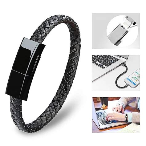 Leather Bracelet Charger Cable Type-C Usb Bracelet Charger Data Charging Cable Sync Cord For ...