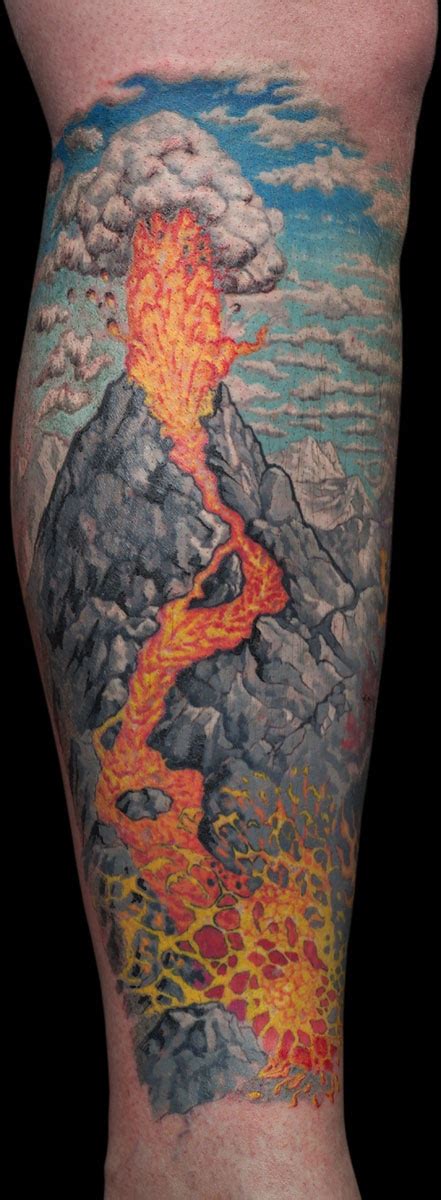 Volcano tattoo! | Inspirational tattoos, Nature tattoos, Leg tattoos