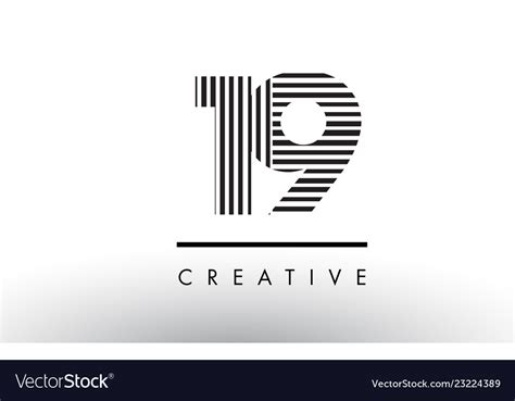 19 black and white lines number logo design Vector Image