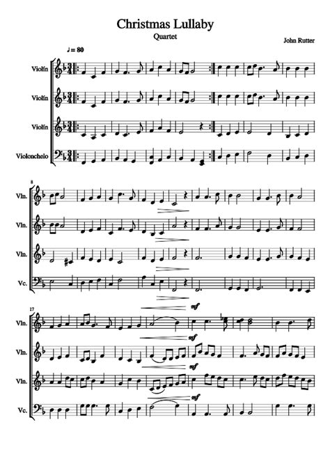 Christmas Lullaby Quartet- Jhon Rutter Sheet music for Violin, Cello ...