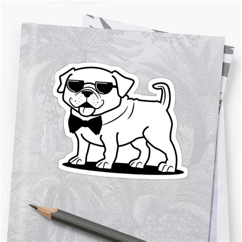 "Pug Wearing Sunglasses" Sticker by designdog | Redbubble