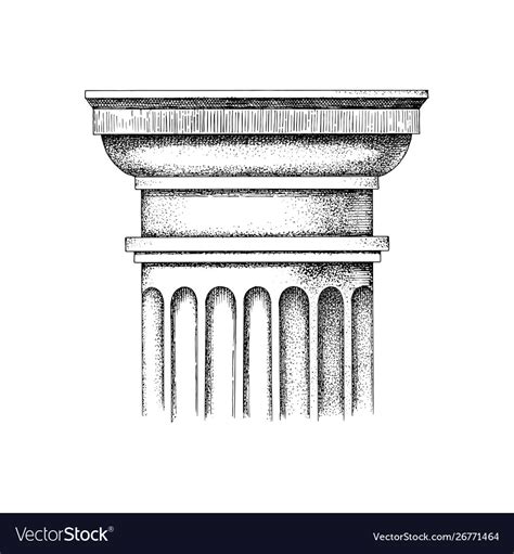 Hand drawn capital doric order Royalty Free Vector Image